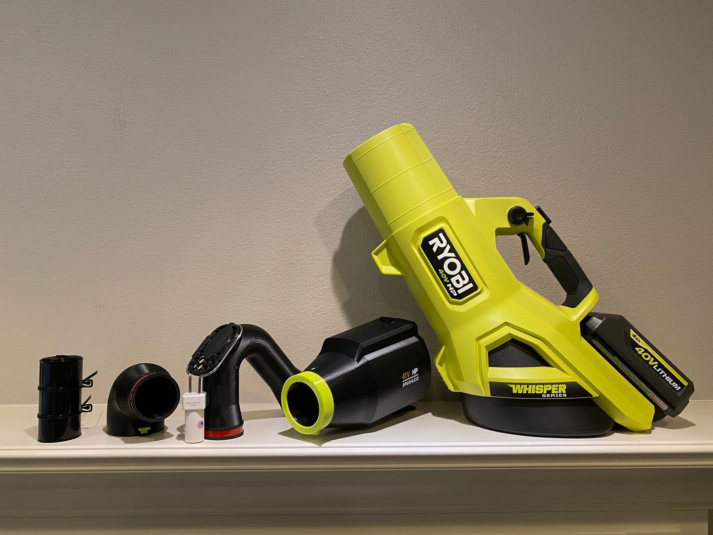 Car Drying Short Nozzle for RYOBI leaf blowers, 40V Whisper, built with shoulder strap anchor point, has potential to dry roof top of SUV, RV, Bus and other large vehicles