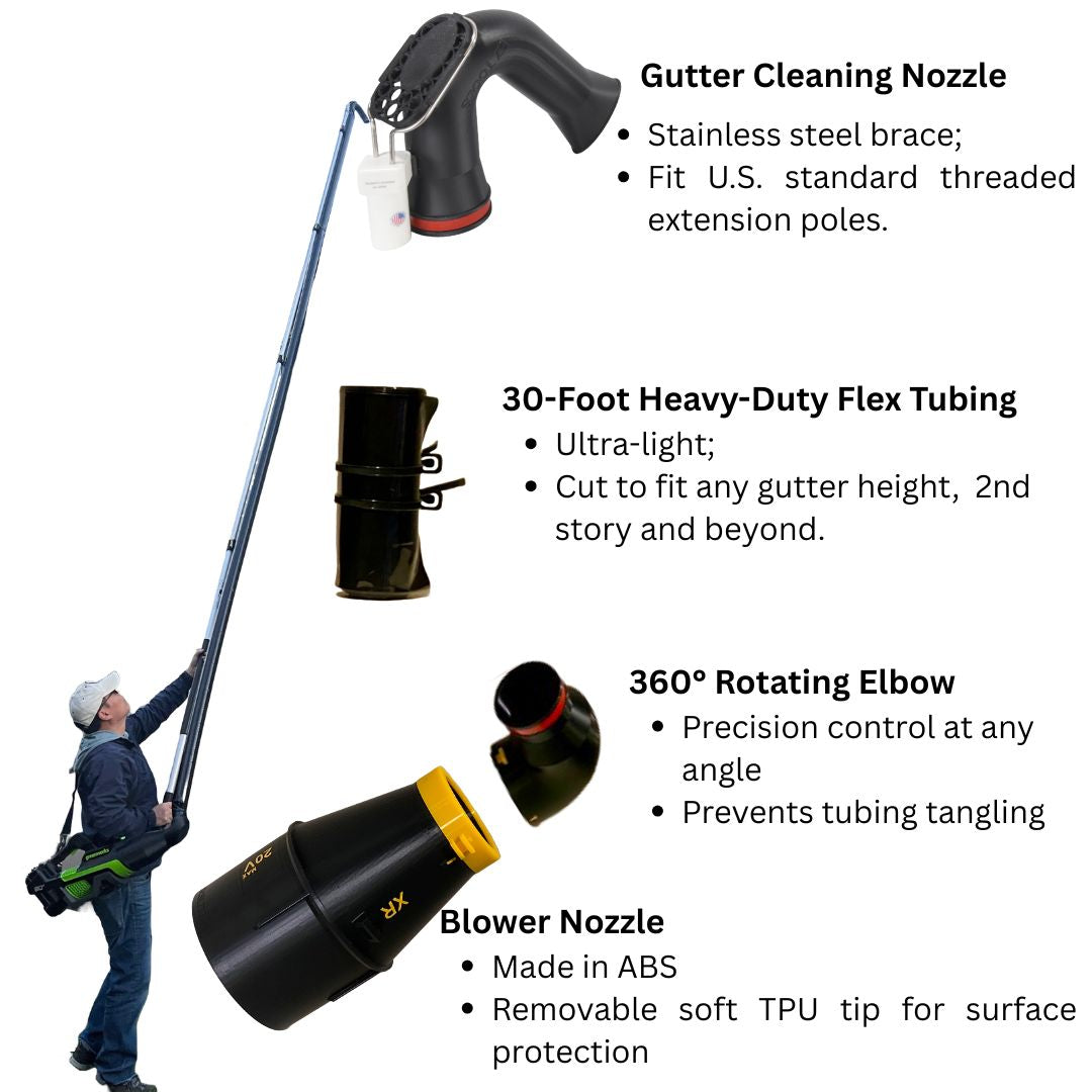 DeWalt leaf blower gutter cleaning tools, a DYI solution for home maintenance gutter and downspout cleaning