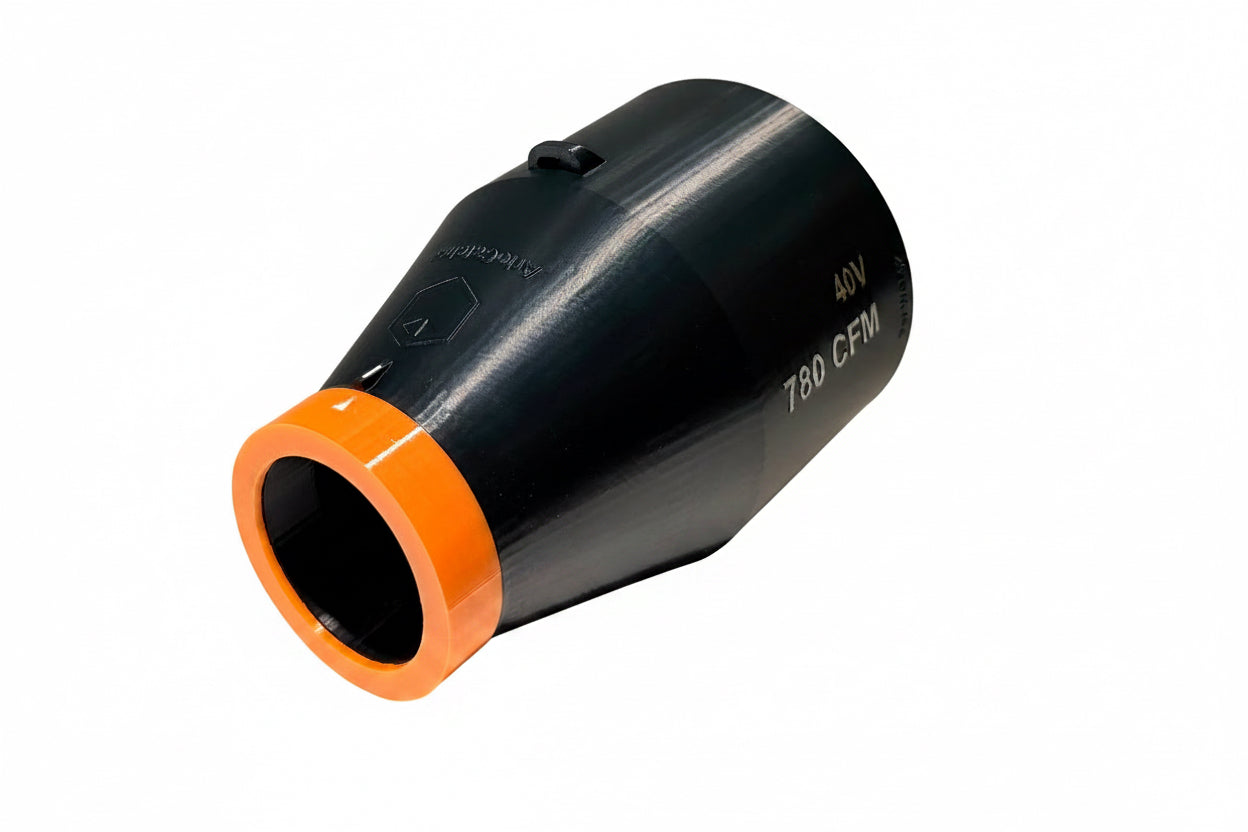 ArloCatcher Car Drying Short Stubby Nozzle for Worx 40V 780CFM (Model# WG582) leaf blowers, with shoulder strap anchor point