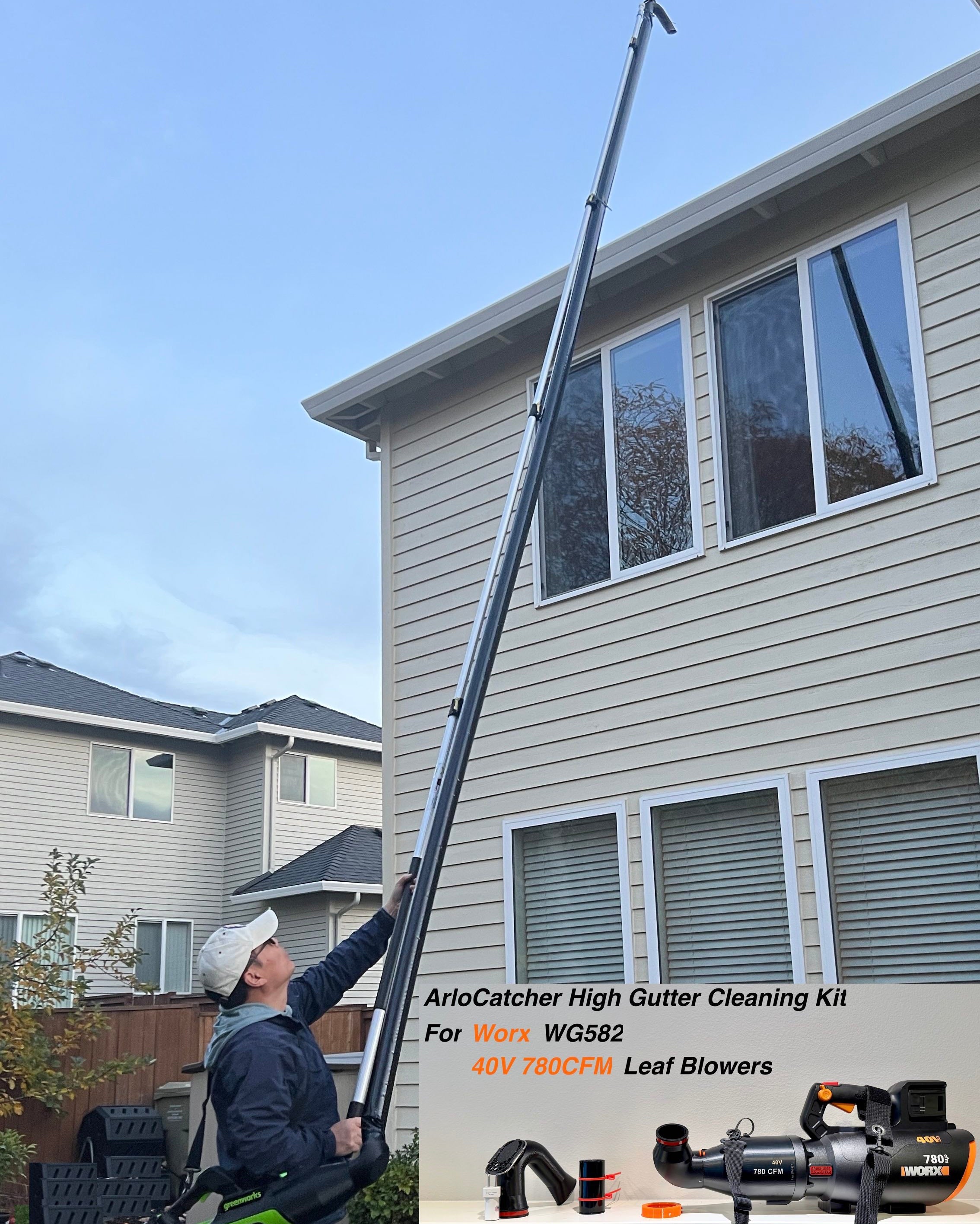 Clean Gutters from Ground using WORX 40V 780CFM WG582 Leaf Blowers