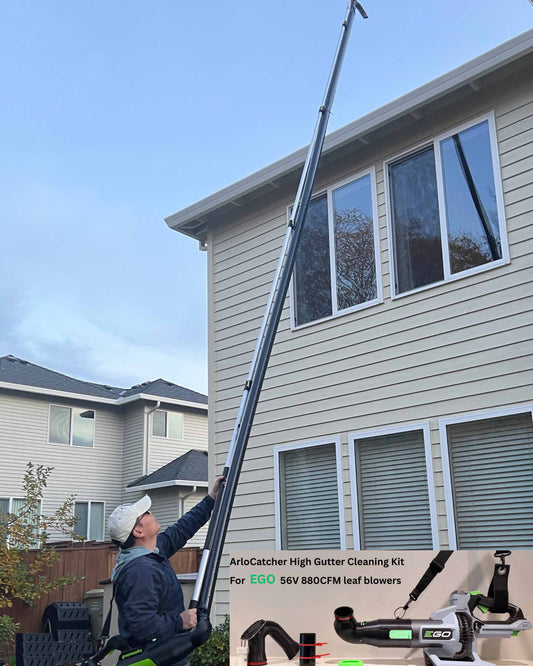 ArloCatcher High Gutter Cleaning Kit for EGO Leaf Blowers – Clean Two-Story Gutters from the Ground – Fits EGO 880 CFM Models
