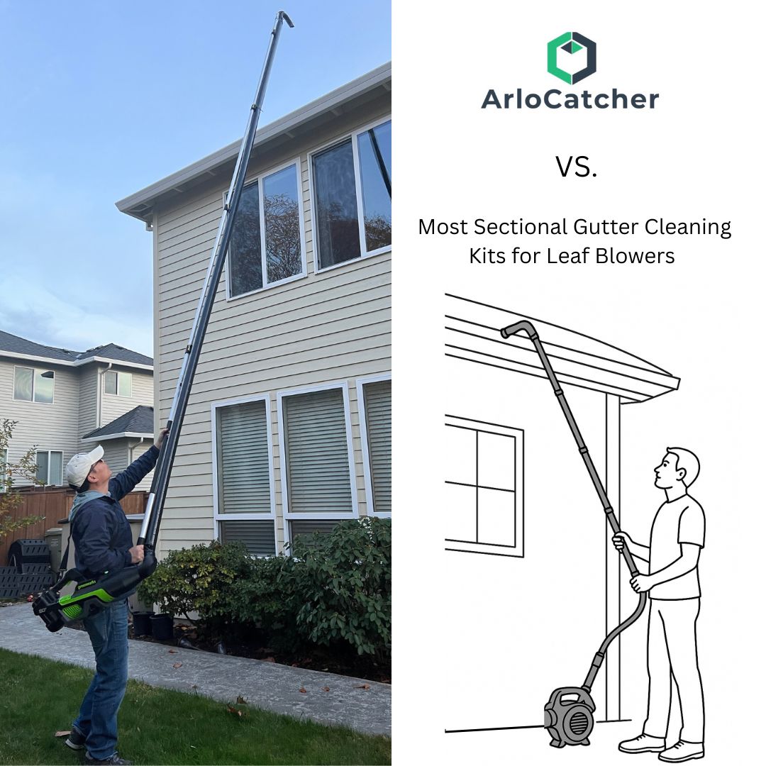 ArloCatcher gutter cleaning kit for two-story homes, compared with 1 story cleaning kit