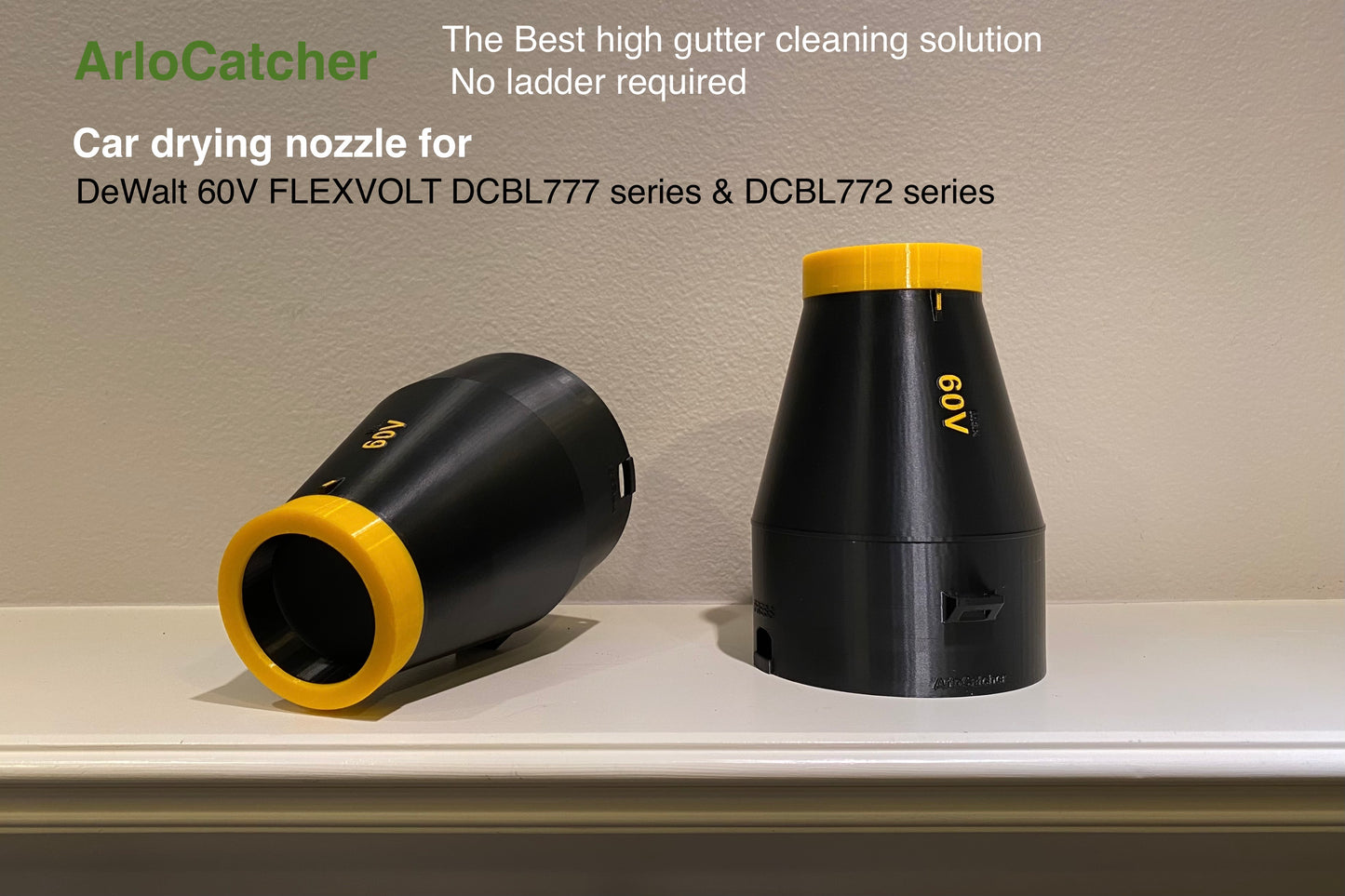 Car Drying Short Nozzle For DeWALT Leaf Blowers, 20V MAX XR and 60V Max FlexVolt, with potential of drying roof top of large vehicles, SUV, RV, bus...