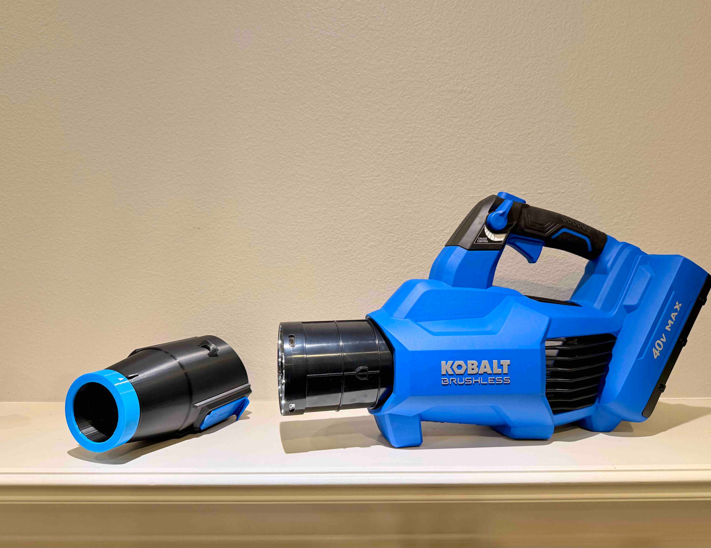 Car Drying Short Nozzle for Kobalt 40V 520CFM leaf blowers, built with shoulder strap anchor point, with potential of drying the roof top of large vehicles, SUV, RV, bus...