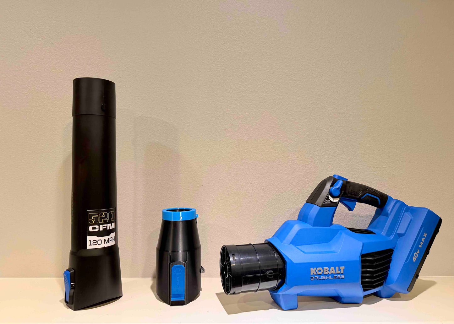 Car Drying Short Nozzle for Kobalt 40V 520CFM leaf blowers, built with shoulder strap anchor point, with potential of drying the roof top of large vehicles, SUV, RV, bus...