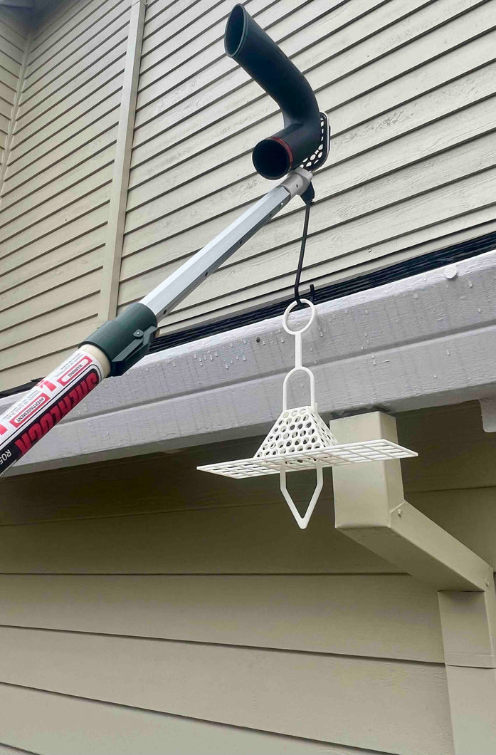 Remotely Installable Gutter Strainer for 1.75x2.75 inch Plain Square Downspout, Set of 2 with free pole hook attachment